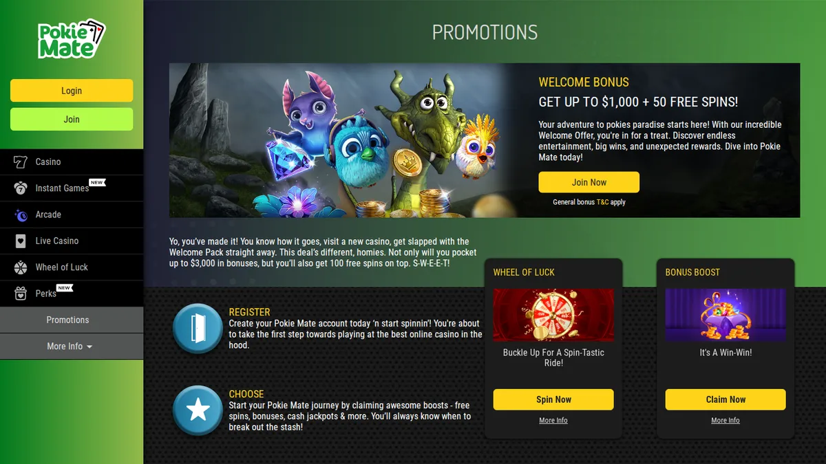 PokieMate Bonus Offers
